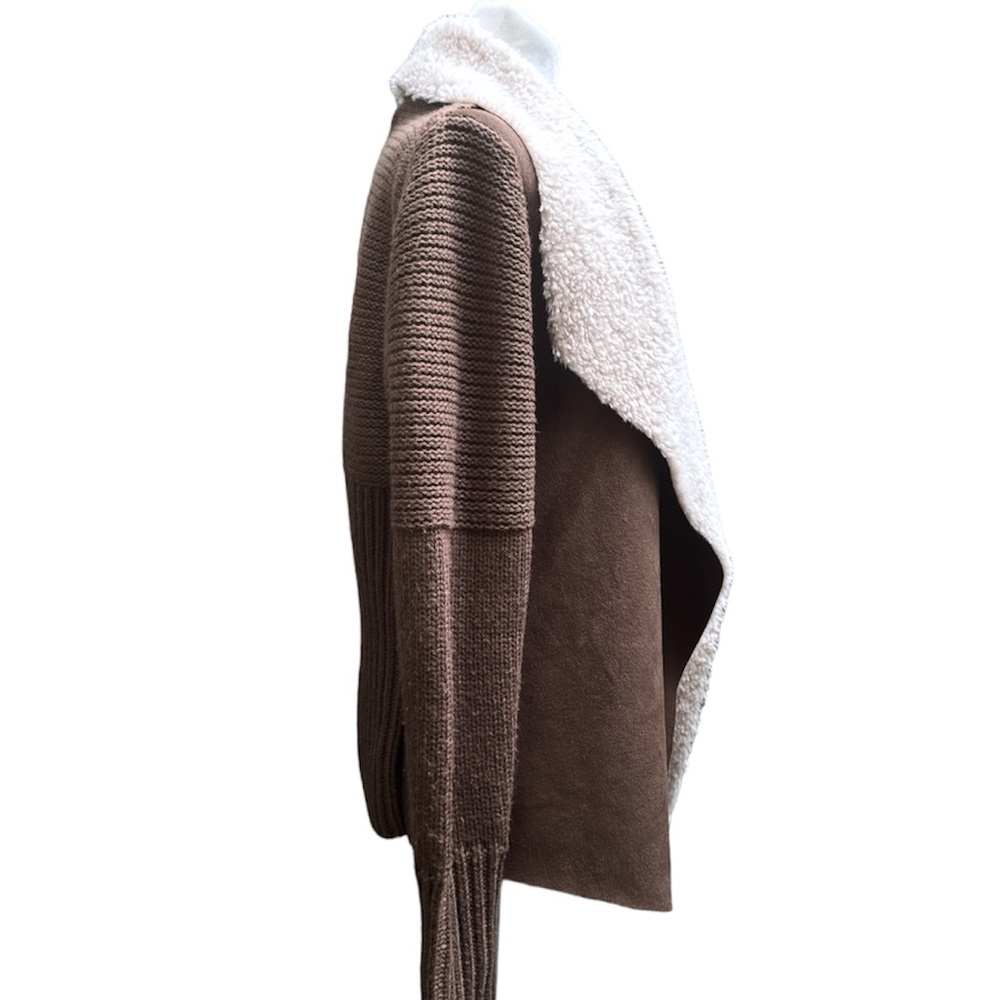 Grace Elements Brown Sweater Jacket Small Sherpa … - image 4